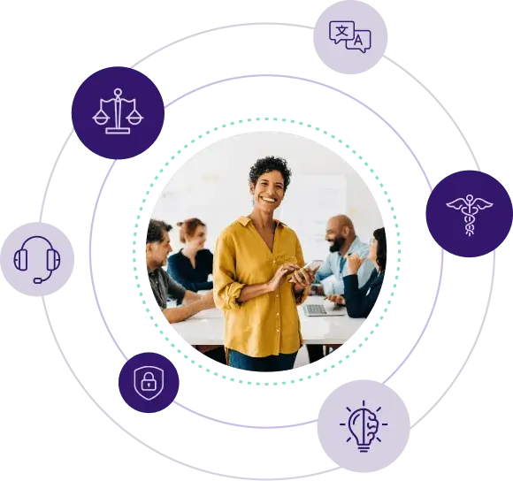 Professional transcriber working on laptop